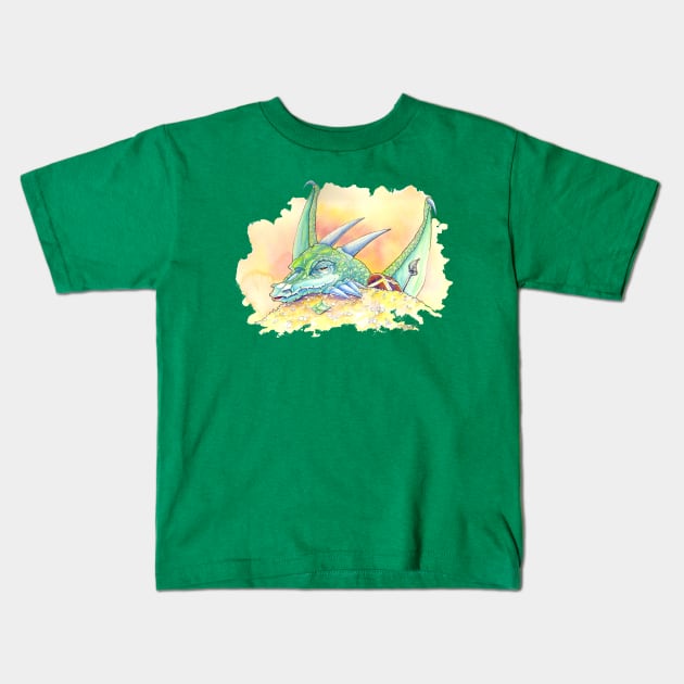 Tranquil Green Dragon (Watercolor) Kids T-Shirt by Indi Martin